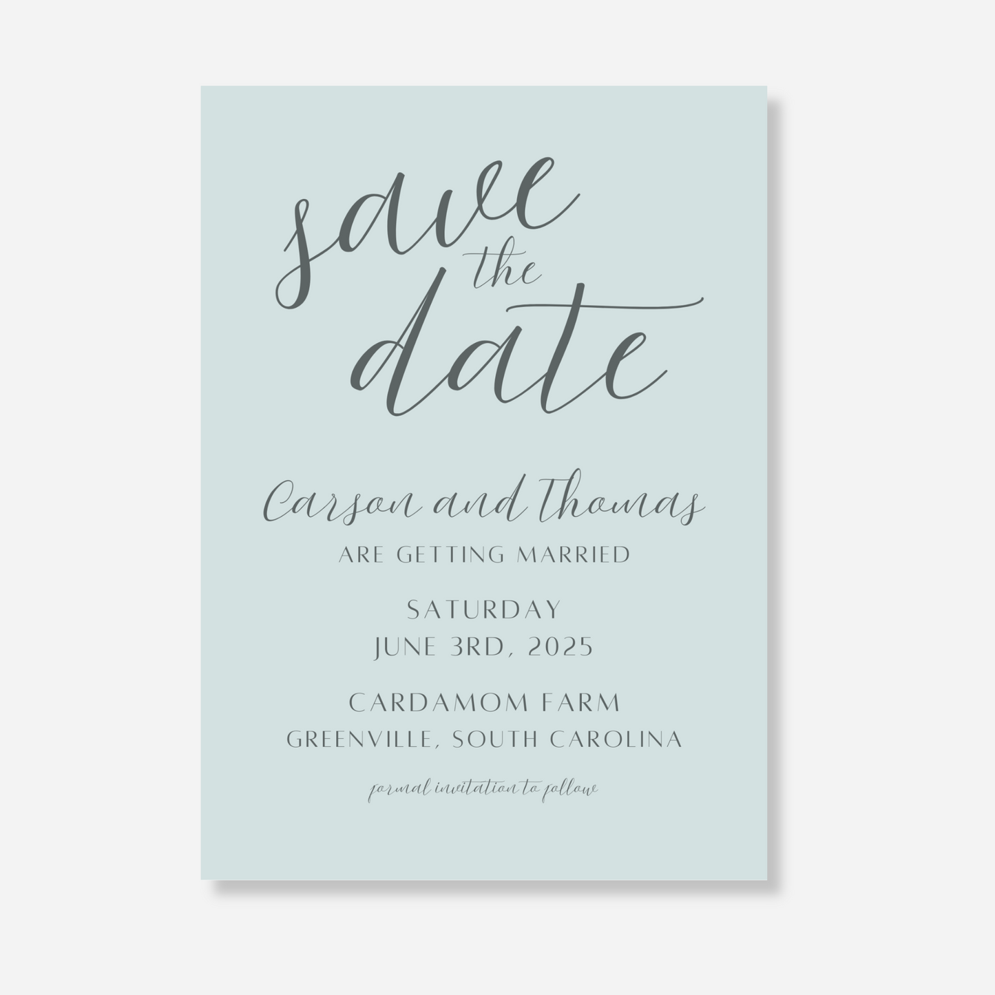 Soft Teal Save the Date
