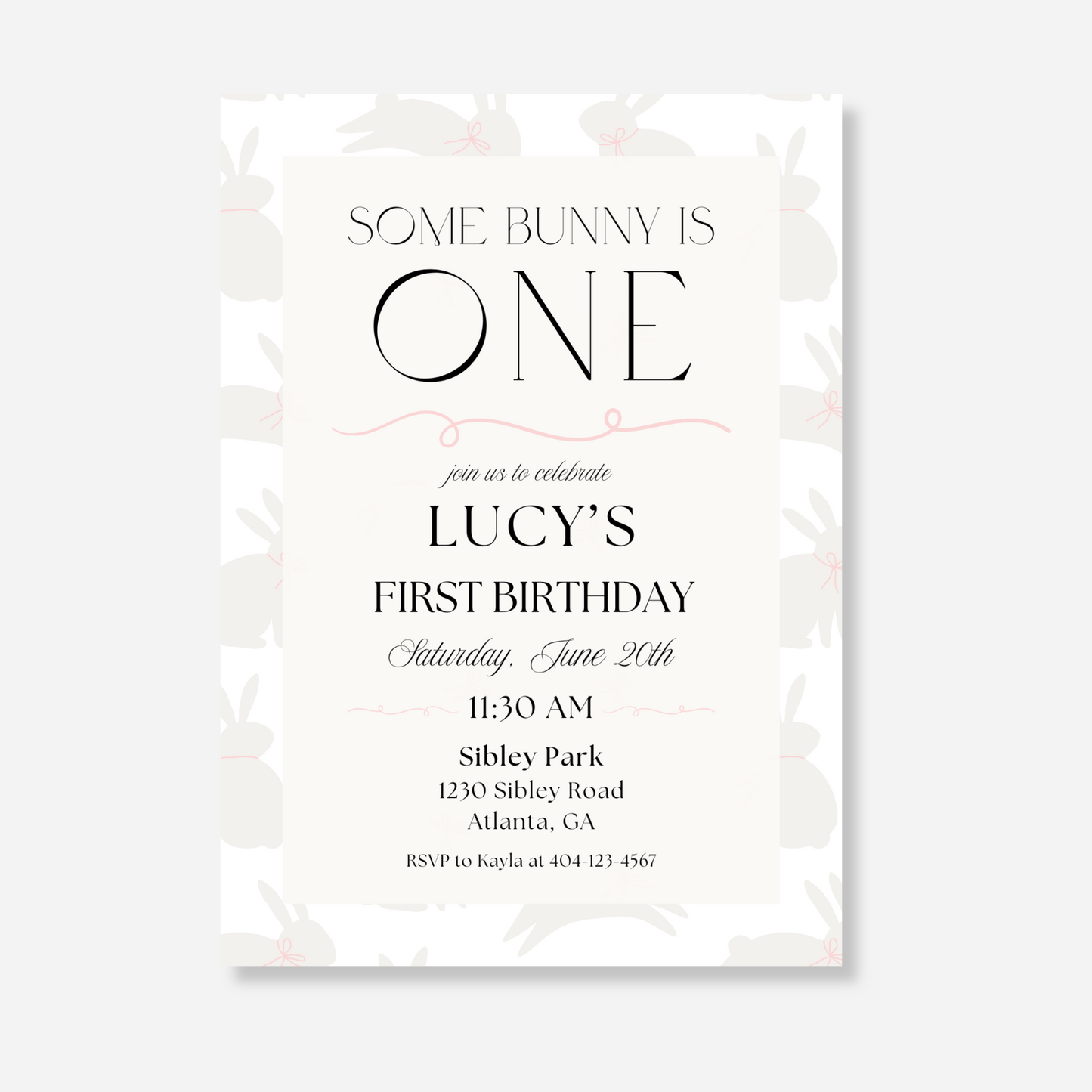 Some Bunny is One Birthday Invitation