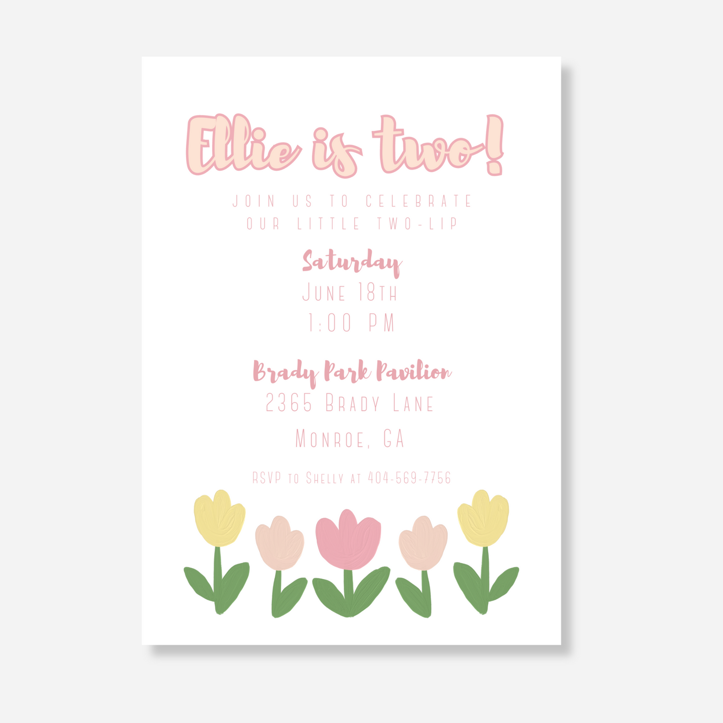 Tulip Birthday Invitation