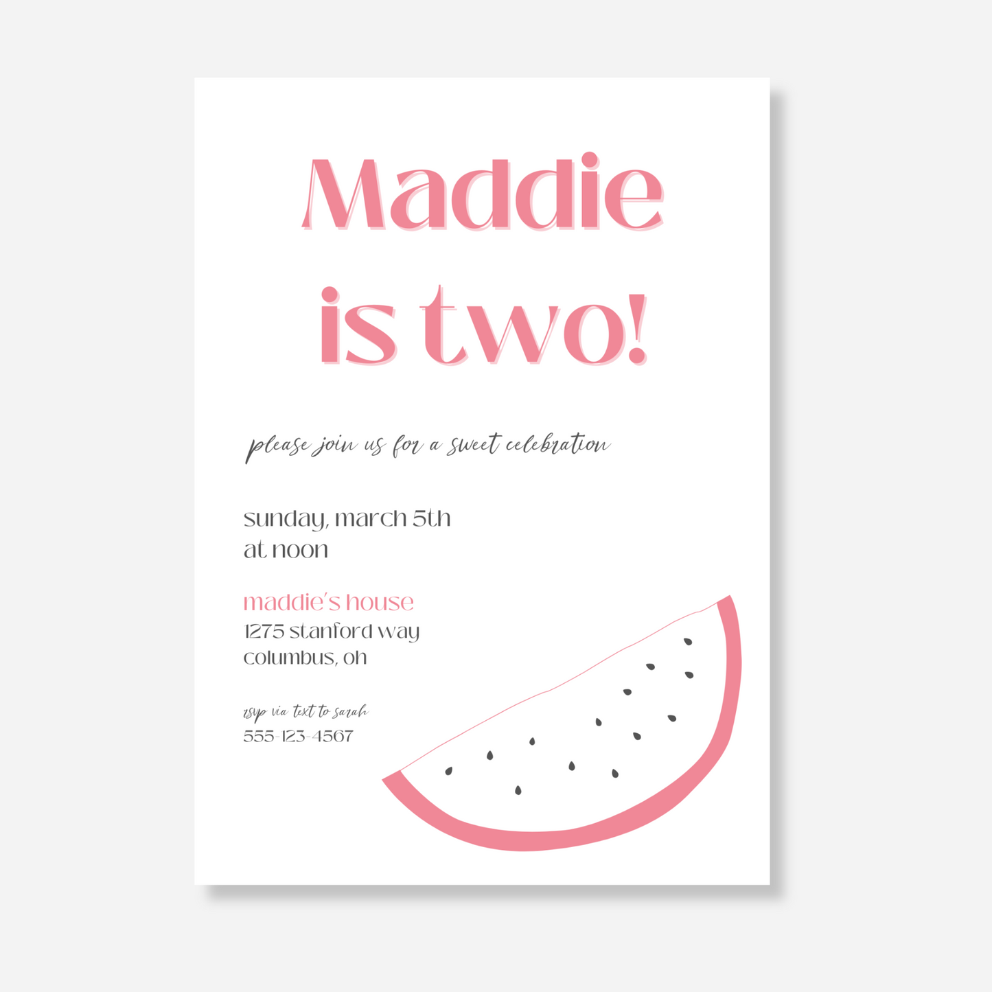 Watermelon Sweet Celebration Birthday Invitation
