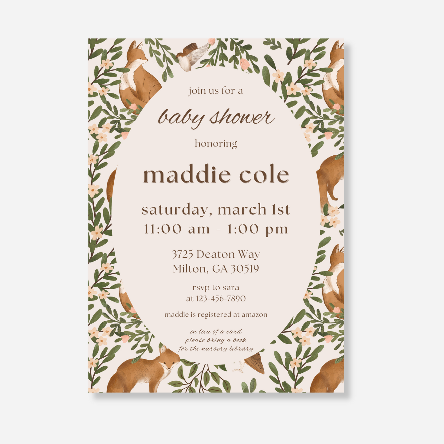 Woodland Baby Shower Invitation